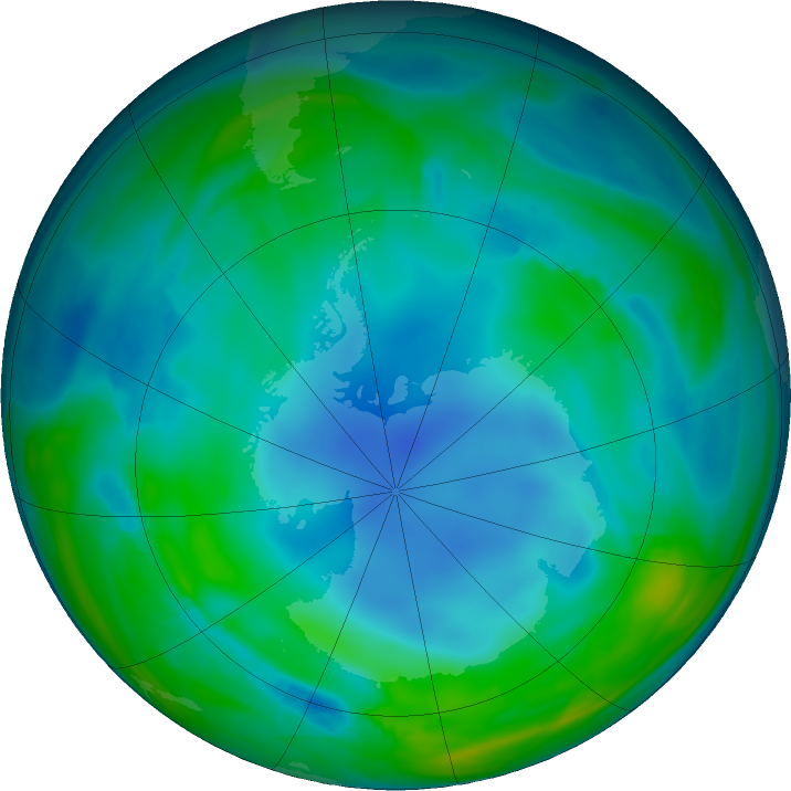 Antarctic ozone map for 03 June 2017